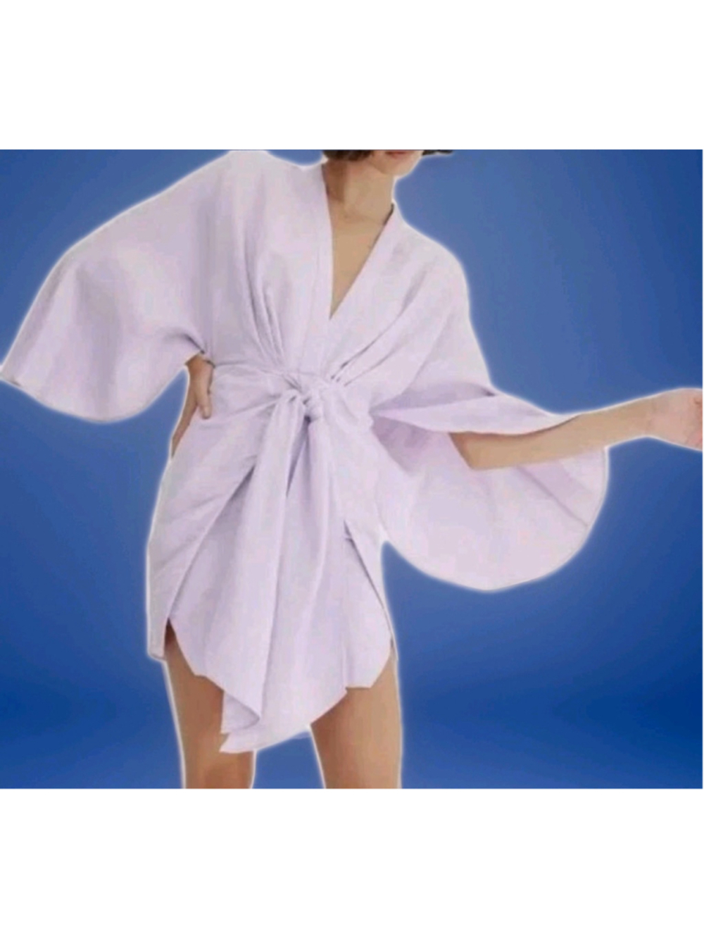 SIGNIFICANT OTHER (Revolve)-"LOLA" Mini-Lilac Linen-Bat Sleeves Wrap Look- Sz 2